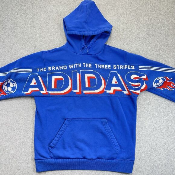 Adidas Originals Real Scarf Hoodie Blue Adult Medium M Pullover Knit ED7008 READ - Picture 2 of 12